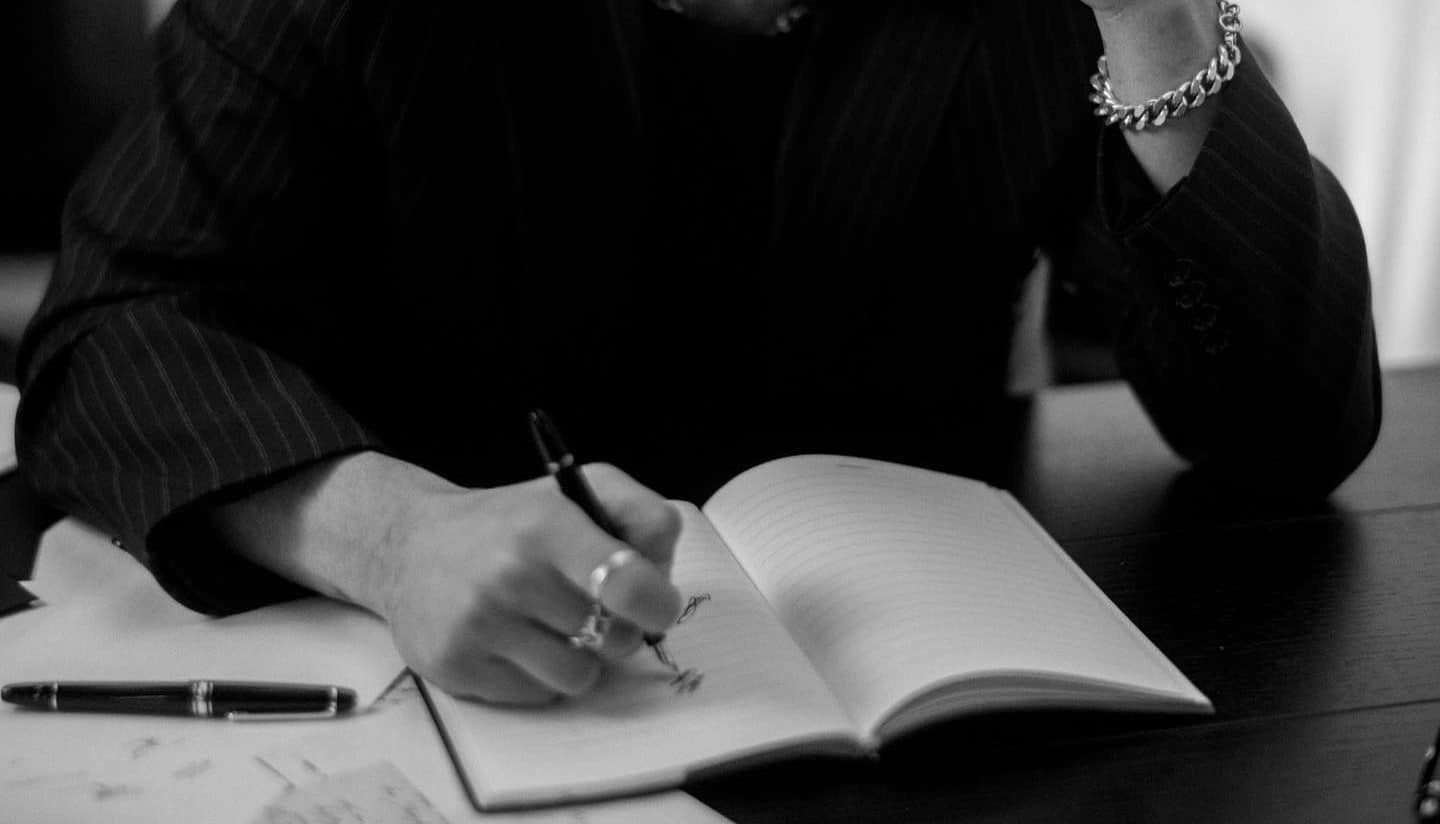 taking down notes with a pen